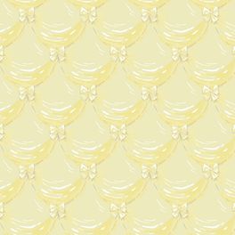 Флизелиновые плотные обои с крупным узором в виде бантов на лимонно желтом фоне для детской